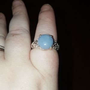 Mexican Angelite in sterling size 9